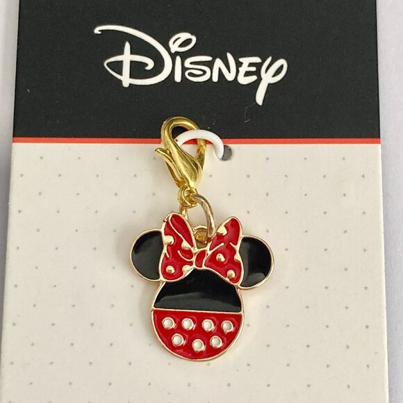 Disney Minnie Mouse Clip On Charm Red Bow Dots Enamel Zipper Pull Purse GoldTone - Picture 2 of 7